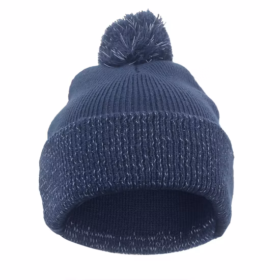 China Factory OEM Custom Winter Acrylic Knitted Outdoor Reflective Beanie Hat