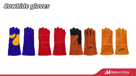 Cut Resistant Welding Work Reusable Glove Cow Split Leather Gloves 