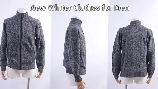 Custom Embroidered Logo Sweater Winter Zip up Merino Wool Sweater High Quality High Neck Streetwear Oversized Sweater for Men 