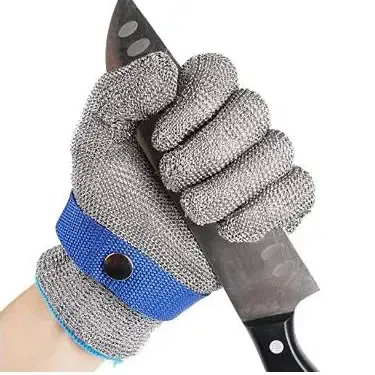 Durable Stainless Steel Chainmail Level 9 Cut Resistant Wire Mesh Butcher′s Gloves 