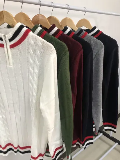 Customized Logo Men′s Jacquard Pattern Knitwear Pullover Knit Top Winter Crew Neck Jumper Cotton Casual Knitted Sweaters 